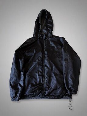 Maximos Black Hooded Windbreaker Jacket